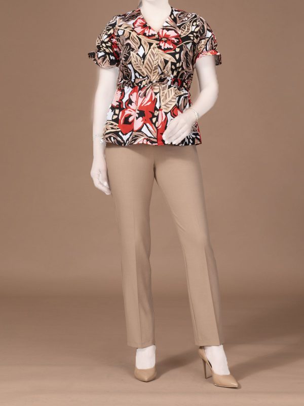 Women's Short Sleeve Cotton Embroidery Shirt Casual Crew Neck Naylor's Burnous - Image 4