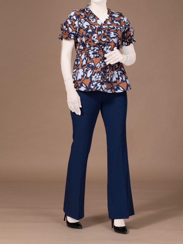 Women's Short Sleeve Cotton Embroidery Shirt Casual Crew Neck Naylor's Burnous - Image 7